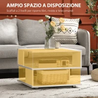 HOMCOM Tavolino da Caffè Asimmetrico in Legno con Ripiani e Piedini Regolabili, 60x60x45cm, Bianco(m-5)