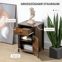HOMCOM Nachttisch im Industriedesign, Nachtkommode, Beistelltisch, 1 Schublade, 1 Schrank, Schwarz + Braun(m-5)