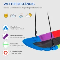 Outsunny Nestschaukel Baumschaukel Kinderschaukel Schaukelsitz für 1-2 Kinder zwischen 3-14 Jahren Outdoor 100-160 cm verstellbaren Seil belastbar bis 200 kg Oxfordstoff mehrfarbig(m-6)