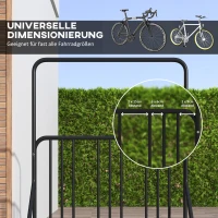 DURHAND Fahrradständer für 4 Fahrräder, wetterbeständig, zusätzliche Halterung, 102 x 92 x 130 cm, Schwarz(m-5)