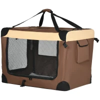 PawHut 81cm Foldable Pet Carrier, with Cushion, for Medium Dogs and Cats - Brown(m-11)