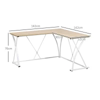 Vinsetto Escritorio en Forma de L Mesa para Oficina Mesa Esquinera con Marco de Metal para Estudio 142x142x76 cm Roble y Blanco(m-3)