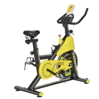 HOMCOM Stationary Exercise Bike 6kg Flywheel Indoor Gym Office Cycling Cardio Workout Fitness Bike Adjustable Resistance LCD Monitor Pad and Bottle Holder Yellow(m-1)