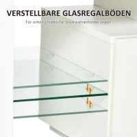 HOMCOM Fernsehtisch TV Schrank mit RGB-Lichtleisten TV-Kommode Schrankelement mit verstellbaren Glasböden offenen Einlegeböden und 1 Schublade Fernbedienung MDF Spanplatte Weiß 130 x 35 x 45 cm(m-5)
