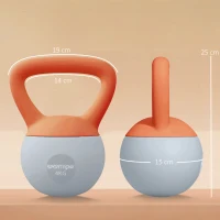 SPORTNOW 4KG Soft Kettlebell, Kettlebell with Non-Slip Handle for Home Gym, Weight Lifting, Strength Training, Orange/Grey(m-3)