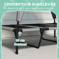 PawHut Lit pour chien chat sur pieds grand confort velum anti-UV oxford sac de transport inclus106 x 76 x 94 cm gris(m-7)