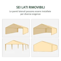 Outsunny Gazebo da Giardino per Feste con 6 Pareti Rimovibili a Zanzariera, 582x295x255cm, Bianco(m-4)