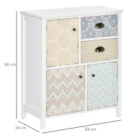 HOMCOM Cómoda para Dormitorio Bohemio con 2 Cajones 3 Compartimentos Diseño Anti-vuelco 68x34x80 cm Blanco(m-3)