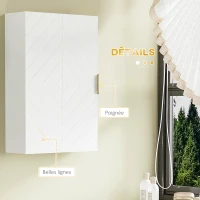 kleankin Armoire murale de salle de bain, armoire à pharmacie murale meuble de rangement avec étagère réglable(m-6)