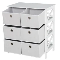 HOMCOM Portable Non-woven Fabrics Chest of Drawers Organize Cabinet Storage Cabinet w/ 6 Drawer, White(m-11)