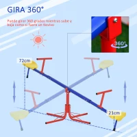 Outsunny Balancín Giratorio 360 Grados para Niños +3 Años con Base de 4 Varillas Postes de Tope y Asas Fáciles de Agarrar Patio Jardín(m-5)