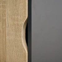 HOMCOM Credenza Moderna con Armadietto, Cassetto e Porta Calici, 110x41.5x180cm, Legno Naturale e Grigio(m-9)