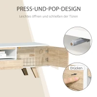 HOMCOM TV Schrank TV Lowboard Kommode für Fernseher kleiner als 60'' mit Push-In-Design Schublade Wohnzimmer MDF Weiß+Natur 160 x 40 x 45 cm(m-5)