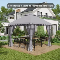 Outsunny Toldo de Repuesto para Pérgola con Techo de Doble Ventilación y 10 Orificios de Drenaje para Patio Jardín 3x3 m Gris(m-2)