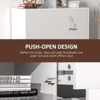 HOMCOM Aufbewahrungsschrank mit 2 Schubladen, 2 Türen, mit Kippschutz, für Wohnzimmer, Schlafzimmer, 79 x 36 x 74 cm, Weiß(m-6)