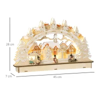 HOMCOM Escena Navideña con 12 Luces Pueblo Navideño Iluminado Decoración de Navidad de Sobremesa 45x7x28 cm Natural(m-3)