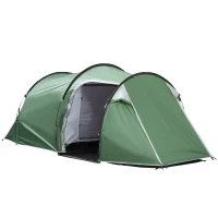Outsunny Campingzelt für 2-3 Personen stabil wasserdicht Familienzelt mit Seitentür Fenster Packtasche, Zelt mit 2000mm Wassersäule Tunnelzelt Kuppelzelt für Camping Reise Trekking Garten, Dunkelgrün(m-15)