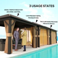 Outsunny 3.6 x 3 m Aluminium Hardtop Gazebo, with Accessories - Brown(m-7)