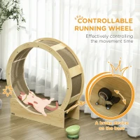 PawHut Cat Wheel with Brake, Scratching Pads - Oak Tone(m-6)