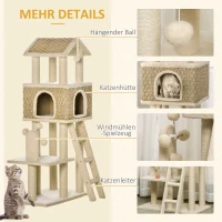 PawHut mit Katzenhöhle inkl. Spielzeug  Sisal Plüsch Khaki + Beige + Kaffee(m-5)