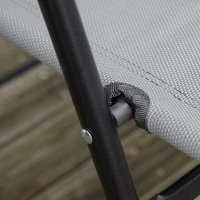 Outsunny 3 Piece Outdoor Bistro Set, Patio Conversation Furniture Set with 2 Folding Backrest Adjustable Armchairs and Glass Top Coffee Table, Grey(m-9)