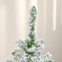 HOMCOM Künstlicher Weihnachtsbaum, Schnee-Effekt, flammenhemmend, Scharnierkonstruktion, Grün/Weiß(m-9)