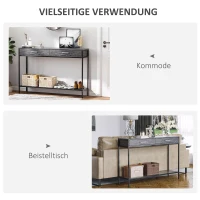 HOMCOM Konsolentisch Eingangstisch Beistelltisch 2 Schubladen Unterregal Stahl Grau 120 x 30 x 81,5 cm(m-6)