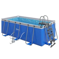 Outsunny 207 x 400cm Five-Person Above Ground Swimming Pool, with Ladder - Blue(m-1)
