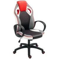 HOMCOM Silla Gaming Tapizada en PU y Malla Silla Gamer Giratoria con Función de Basculante Altura Ajustable Multicolor(m-11)