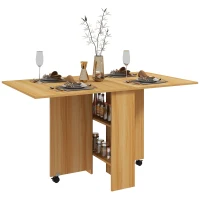 HOMCOM Esstisch, klappbar, platzsparend, untere Ablage, 140 x 80 x 74 cm, Teak(m-1)