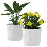 Outsunny Set of Two Ф22cm Planters - White(m-11)