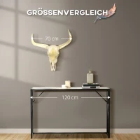 HOMCOM Wanddekoration Stierschädel aus Kunststoff 70 cm x 17 cm x 83 cm Kunstharz, Blattgold Mehrfarbig(m-5)