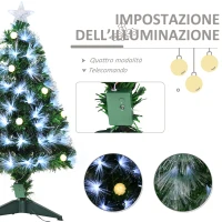 HOMCOM Albero di Natale Artificiale 90cm con Luci Incorporate e 90 Rami, Albero di Natale con Luci a LED e Fibre Ottiche, Base Pieghevole Rimovibile(m-4)