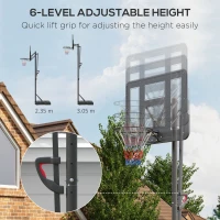SPORTNOW Height Adjustable Basketball System, Freestanding Basketball Hoop and Stand w/ Wheels, 2.35-3.05m(m-5)