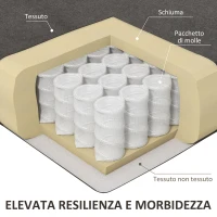 HOMCOM Divano Letto 3 Posti con Meccanismo Clic Clac, Schienale Reclinabile e 2 Cuscini, 189x91x84cm, Grigio(m-6)