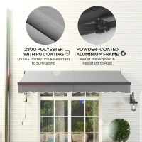Outsunny 3 x 2.5m Electric Awning with Remote Controller, Aluminium Frame DIY Retractable Awning, UV30+ Sun Shade Canopy for Garden Patio Deck Door Window, Light Grey(m-5)