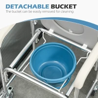 HOMCOM 3-in-1 Shower Commode Wheelchair, with Wheels - Grey(m-4)