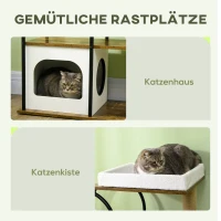 PawHut Kratzbaum, 4 Etagen, Katzenhaus, Spielball, Kippschutz, 80x40x118,5 cm, Braun/Weiß(m-5)