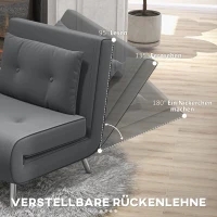 HOMCOM Liegesessel Sessel mit Liegefunktion Schlafsessel, Knopfheftung, Leinenoptik, 77 cm x 88 cm x 83 cm, Dunkelgrau(m-5)