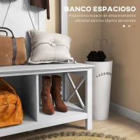 HOMCOM Perchero con Zapatero de Madera con 2 Estantes y 3 Ganchos para Colgar Ropas Bolsos 80,5x40x168 cm Blanco(m-6)