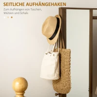 HOMCOM Garderobenständer mit 2 Schubladen, 1 Spiegel, 1 Kleiderstange, 1 Schuhbank, 113 cm x 33 cm x 169,5 cm, Bambus(m-6)