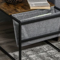 HOMCOM 2er-Set Beistelltische im Industriedesign, 1 abnehmbares Ablagefach, stapelbar, Couchtisch, Braun + Weiß(m-8)