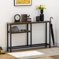 HOMCOM Consola de Recibidor con Estantes Abiertos Antivuelco Mueble de Recibidor para Salón Pasillo 120x23x75 cm Marrón(m-2)
