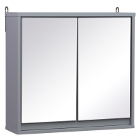 Armoire murale miroir salle de bain 2 étagères gris