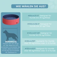 PawHut Hundebadewanne faltbar Badewanne Hundepool Plantschbecken Swimmingpool Wasserbecken für Hunde und Katzen Schwimmbecken Kunststoff+Holz Rot Ø100 x H30 cm(m-9)