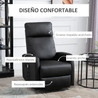 HOMCOM Sillón Levanta Personas Sillón Relax Eléctrico Sillón Elevador Reclinable 145° con Control Remoto 67x95x105 cm Negro(m-4)