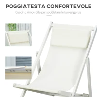 Outsunny Set 2 Sedie Poltrona Sdraio da Esterni Pieghevoli e Reclinabili in Alluminio, 96.5x58x91.5 cm, Beige(m-7)