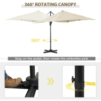Outsunny 2.5 x 2.5m Patio Offset Parasol Umbrella Cantilever Hanging Aluminium Sun Shade Canopy Shelter 360° Rotation with Crank Handle and Cross Base, Cream White(m-4)