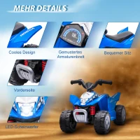 AIYAPLAY Elektro-Kinderquad, LED-Licht, Hupe, breite Reifen, bequemer Sitz, rutschfeste Griffe, Blau(m-7)