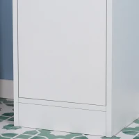 kleankin Tall Bathroom Storage Cabinet with Mirror, Narrow Bathroom Unit, Freestanding Bathroom Cupboard with Adjustable Shelves and 2 Doors, White(m-9)